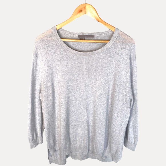 360 SWEATER 15% cashmere lightweight hi low hem sweater - Picture 2 of 6